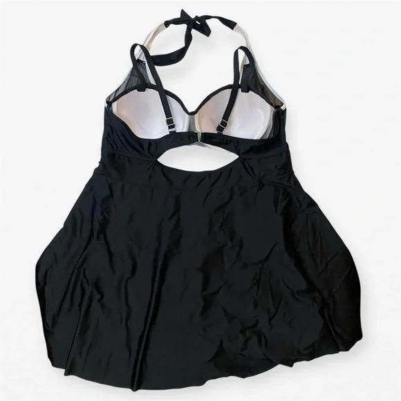 Swimsuit dress with shorts underwear halter swim dress XL black white - Picture 3 of 8